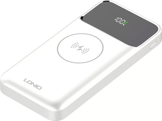 Ldnio PQ12 Power Bank 10000mAh cu 2 Porturi USB-A și Port USB-C Livrarea energiei Alb