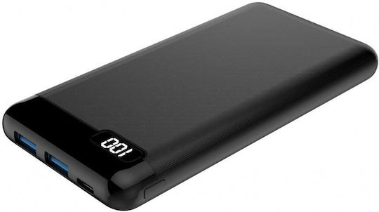 Diva PB-101B Power Bank 10000mAh mit 2 USB-A Anschlüssen und USB-C Anschluss Stromlieferung Schwarz
