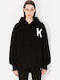 Lucky Tiger Long Women's Sweatshirt Hooded Black