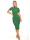 Ribbed Fitted Dress in Cypress Green