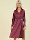 Midi Dress Satin Wrap Rose