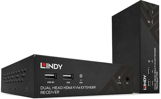 Kvm Switch Lindy 100m Cat.6 Dual Head Hdmi Usb & Rs232 Extender