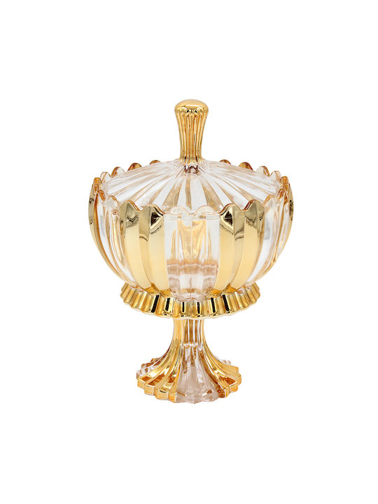 Keskor Glass Sweet Jar with Lid Gold 16x16x23cm