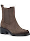 Leder Damen Chelsea Stiefeletten Braun
