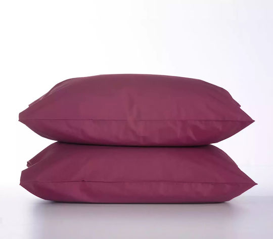 Nef-Nef Homeware Basic Σετ Μαξιλαροθήκες με Φάσα Bordo 52x72εκ.