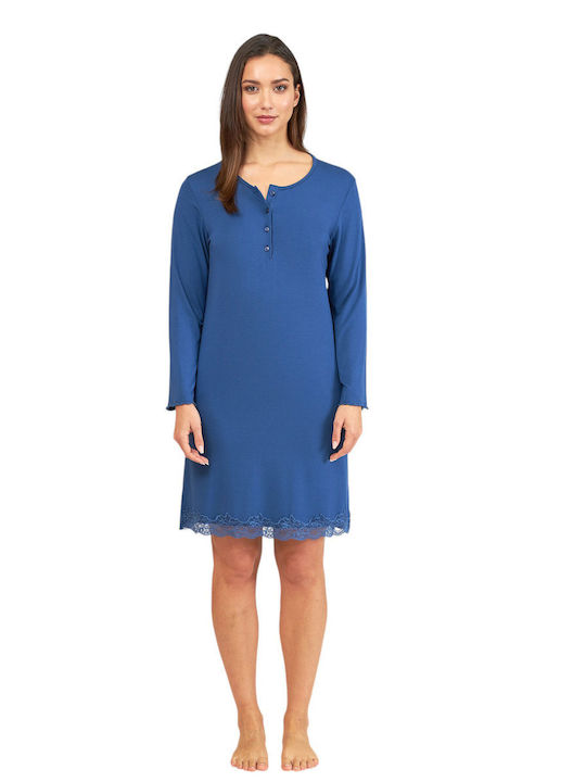 Harmony Winter Damen Nachthemd Blue