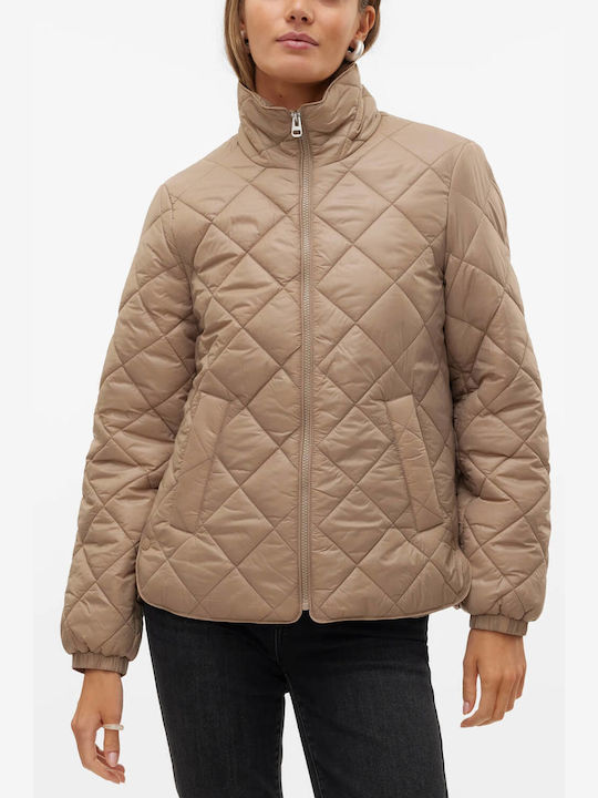 Vero Moda Women's Short Puffer Jacket for Winter Beige