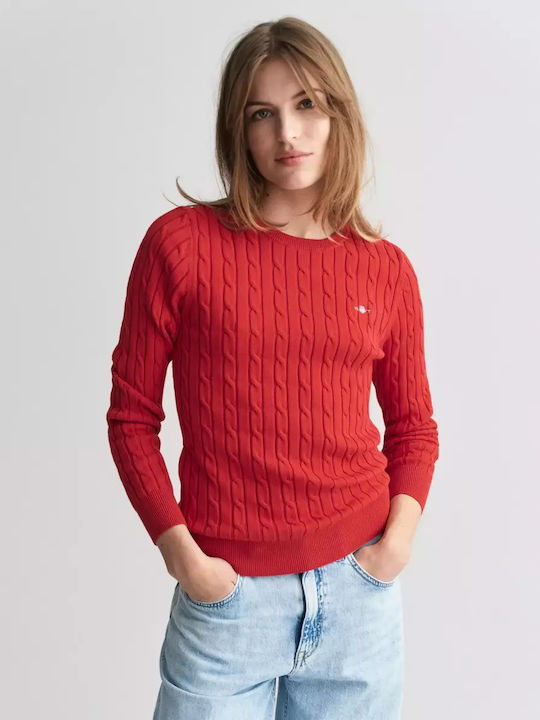 Women's Long Sleeve Sweater Cotton Red