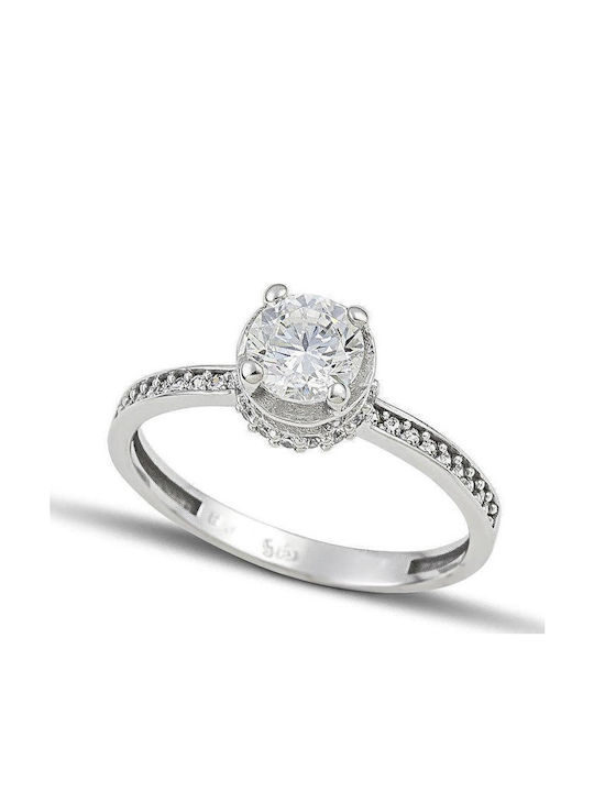 Themelidis Jewels Μονόπετρο από Λευκόχρυσο 14K με Ζιργκόν