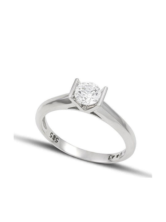 Themelidis Jewels Μονόπετρο από Λευκόχρυσο 18Κ με Διαμάντι