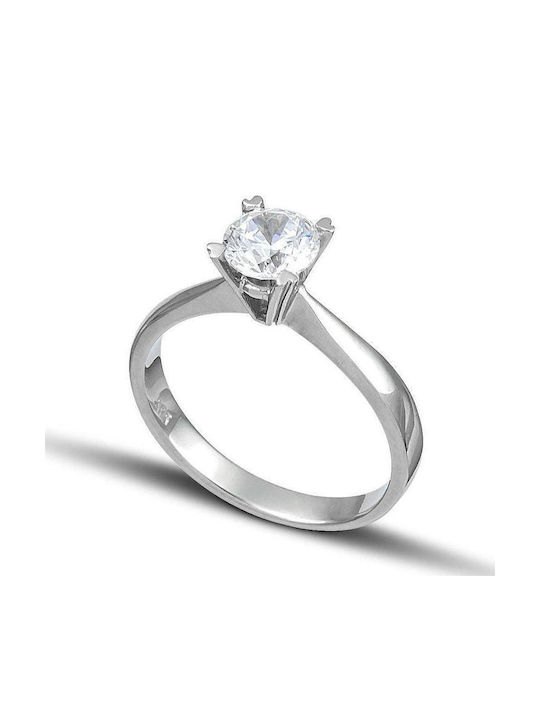 Themelidis Jewels Μονόπετρο από Λευκόχρυσο 18Κ με Διαμάντι