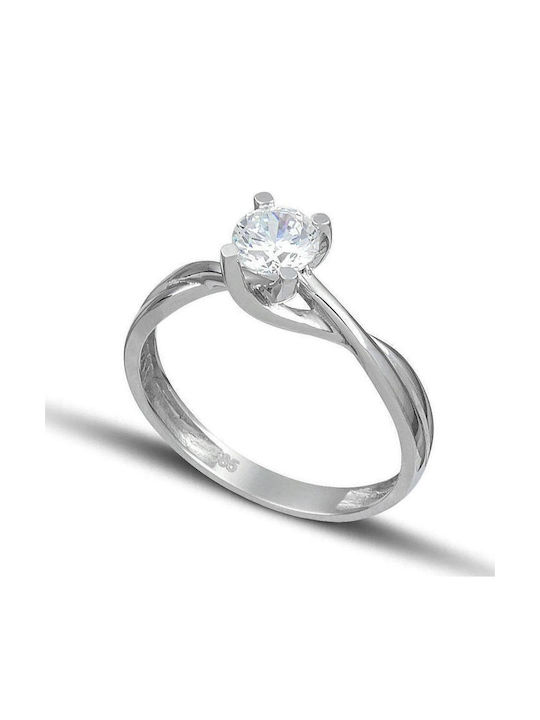 Themelidis Jewels Μονόπετρο από Λευκόχρυσο