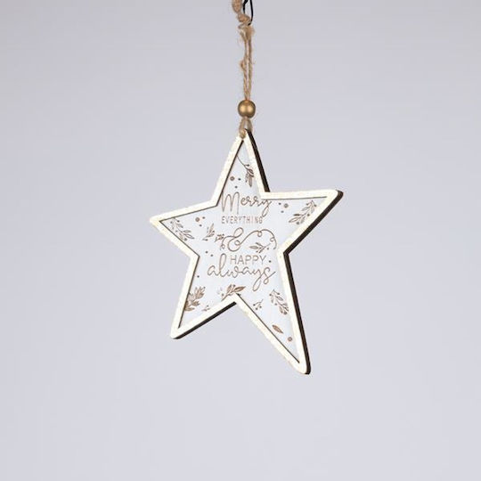Wooden Star Christmas Tree Ornament White 11x24cm