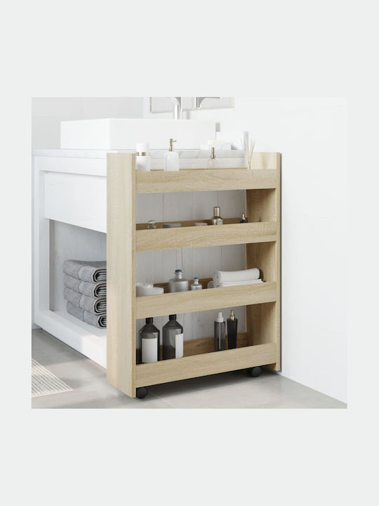 vidaXL Wooden Kitchen Trolley 3 Tiers Brown 60x...