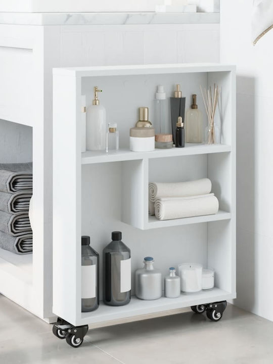 vidaXL Τρόλεϊ Κουζίνας Ξύλινο 4 Θέσεων Λευκό 48x13x68cm