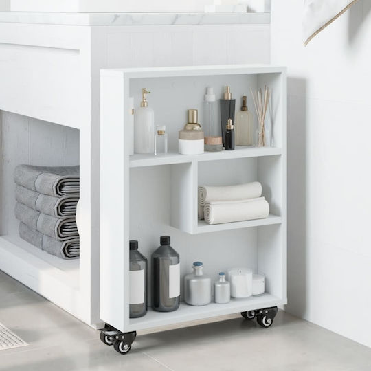 vidaXL Τρόλεϊ Κουζίνας Ξύλινο 4 Θέσεων Λευκό 48x13x68cm