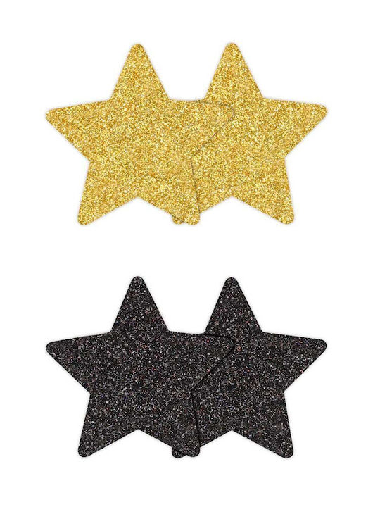 Ns Novelties Pretty Pasties Star Покрития за зърна Glitter Glow Black & Gold