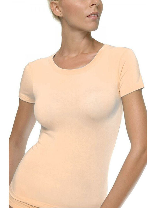 Helios Kurzärmelig Beige Damen T-Shirt