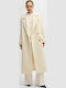 Cadensi Women's Ecru Coat with Buttons