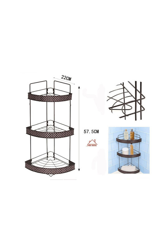 ForHome Colțar Montat pe perete Raft Baie Metal 22x22x57.5cm Maro