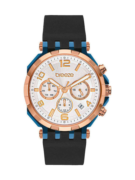 Breeze Dual Time Women's Watch with Black Rubbe...