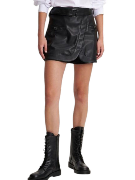 Ale - The Non Usual Casual Frauen Leder Rock-Shorts in Schwarz Farbe