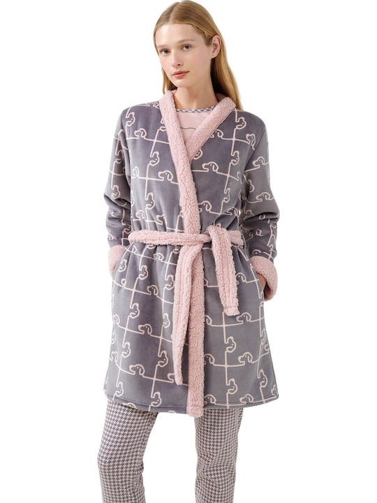 Vamp Winter Damen Vlies Robe Gray