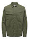 Long Sleeve Overshirt in Wide Line Olive Night