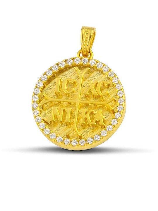 Themelidis Jewels Чарм Фулактó Константин с Камъни от Жълто Злато 14 Карата със Зиркон