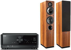 Yamaha Heimkino-Lautsprecherset 7.2 MusicCast RX-V6A Indiana Line Tesi 561 150W Walnuss