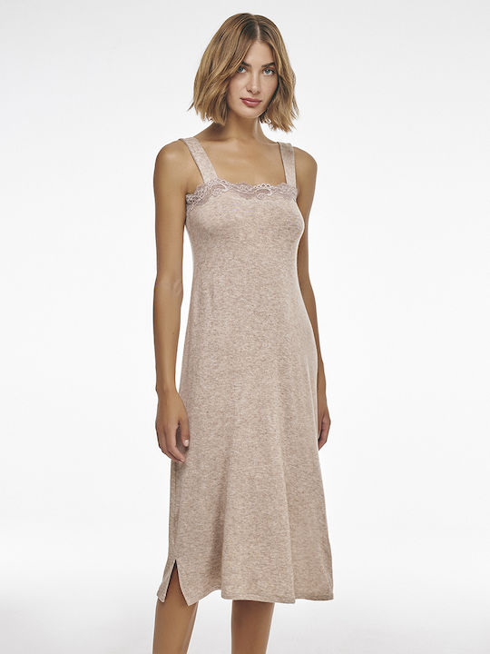 Lida Winter Women's Nightdress Cappuccino