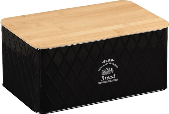 Kesper Ψωμιέρα με Καπάκι Inox σε Μαύρο Χρώμα 28x18x13cm 18047