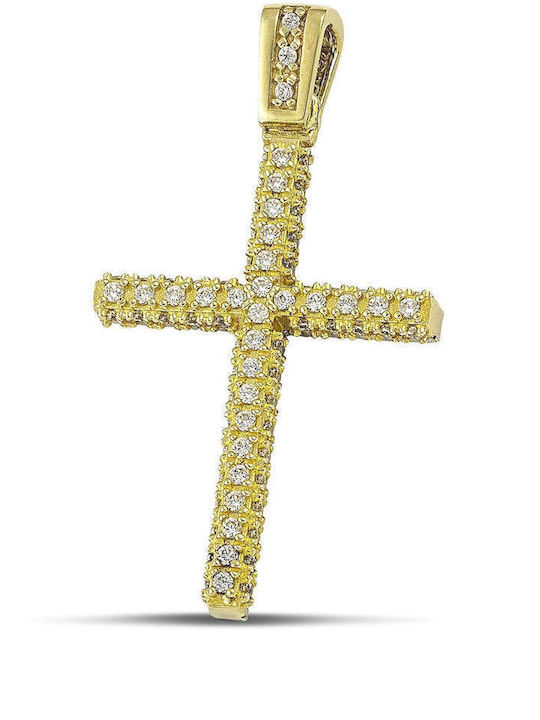 Themelidis Jewels Γυναικείος Χρυσός Σταυρός 14Κ Διπλής Όψης με Αλυσίδα