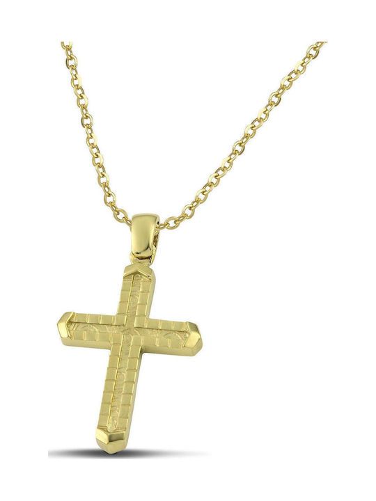 Themelidis Jewels Ανδρικός Χρυσός Σταυρός 14Κ με Αλυσίδα