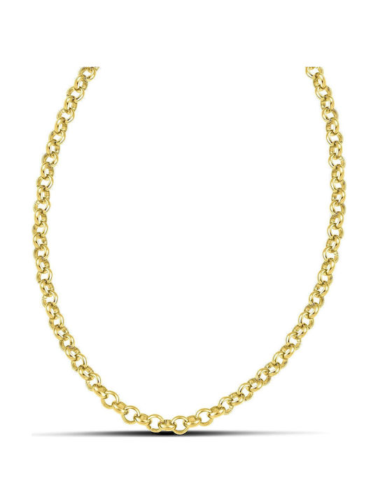 Themelidis Jewels Chain Neck made of Steel Gold-plated Thin Thickness 5mm and Length 45cm