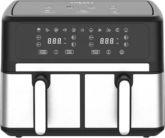 Newest Air Fryer με Διπλό Αποσπώμενο Κάδο 10lt Μαύρο SK-10041
