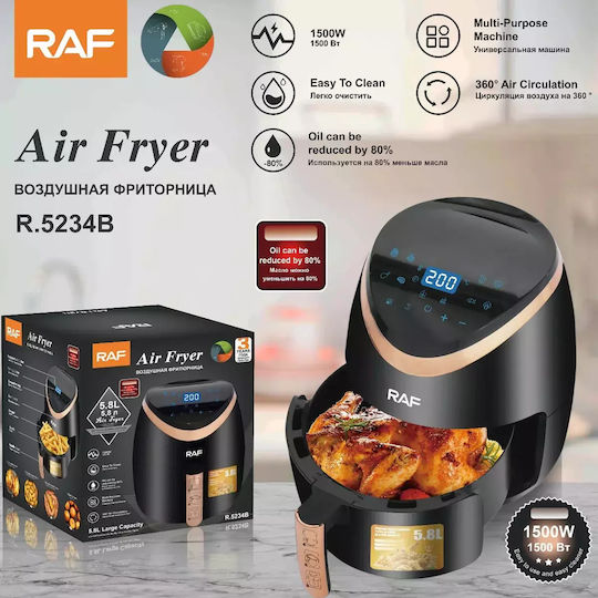 Raf R5234b Air Fryer 5.8lt Μαύρο