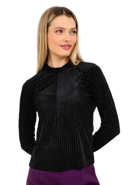 Doca Damen Bluse Samt Black