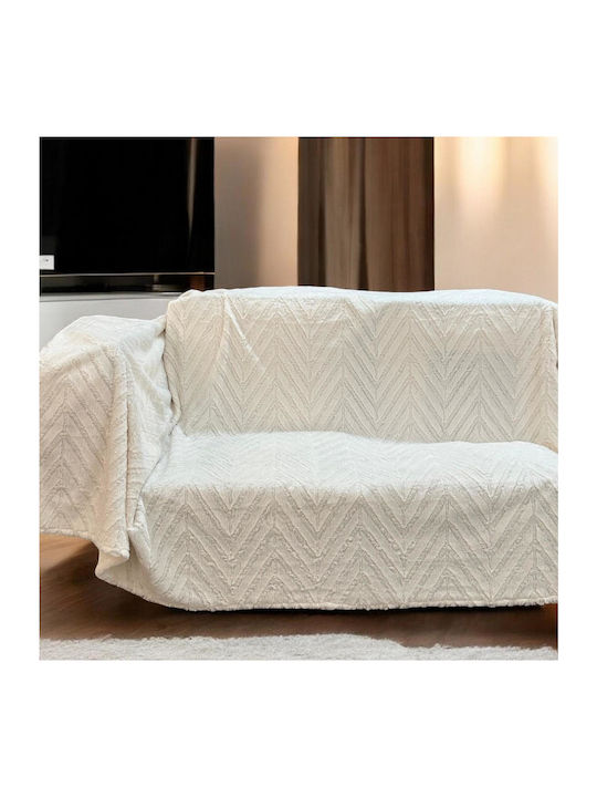 Linea Home Armchair Throw Zic Zac 180x160cm Ecru