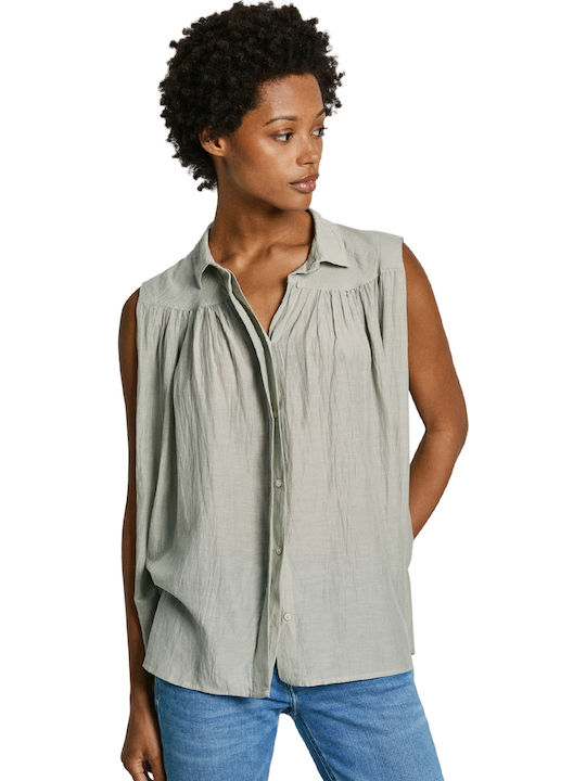 Pepe Jeans Mina Ärmellos Damen Hemd Washed Green