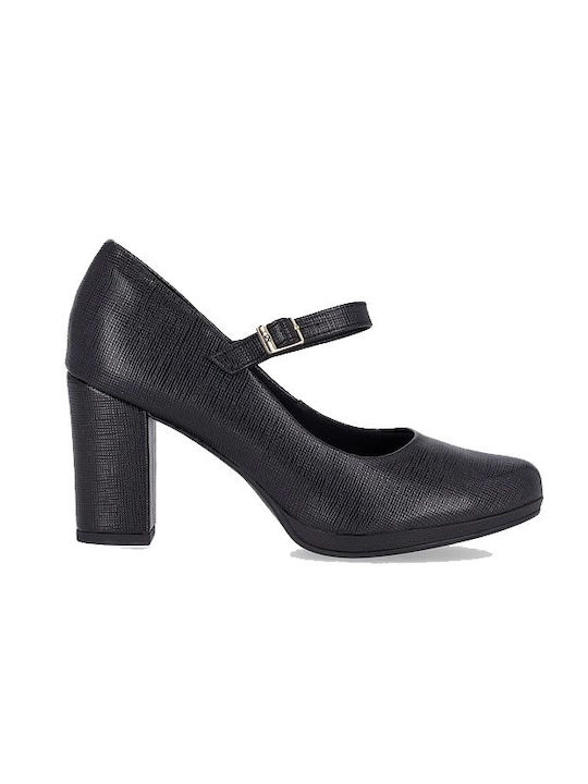 Piccadilly Anatomic Black Medium Heels with Strap