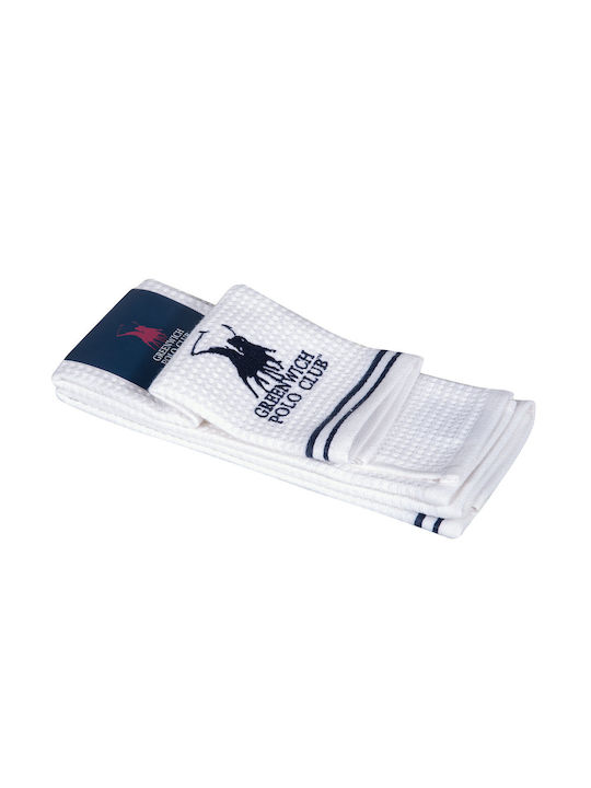 Greenwich Polo Club Towel made of 100% Cotton in White Color 40x60cm 2pcs