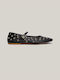 Synthetic Leather Pointy Ballerinas With strap Black