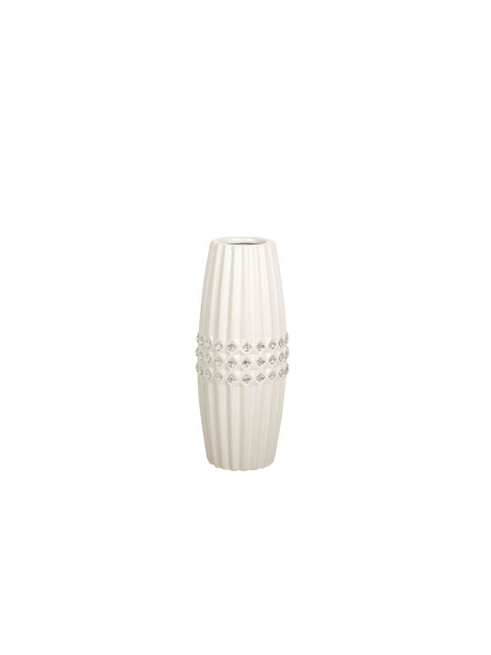 Romimex Decorative Vase White 10x10x25cm