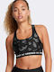 Crossback Mid Print Women's Sports Bra without Padding Black