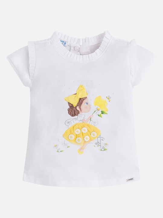 Mayoral Kids Blouse Short Sleeve White-Yellow, Yellow