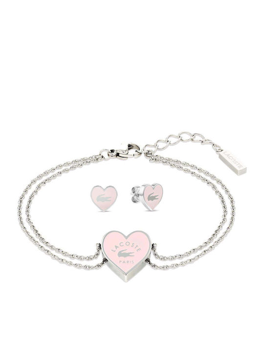Lacoste Set mit Ohrringe & Armband aus Stahl