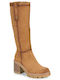 Refresh Suede Medium Heel Women's Boots with Zipper Taupe