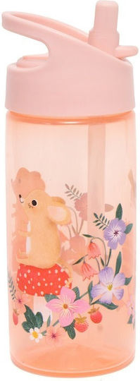 Petit Monkey Kids Water Bottle Plastic with Straw Animals Picnic 380ml