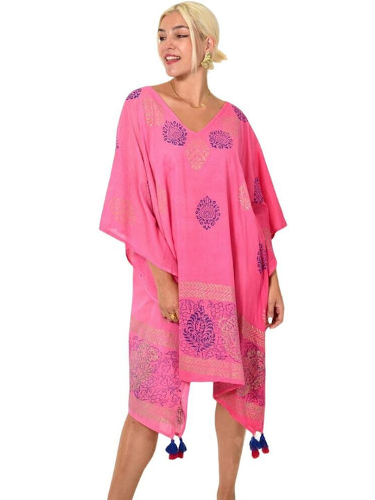 Potre Damen Kaftan Strand Fuchsia